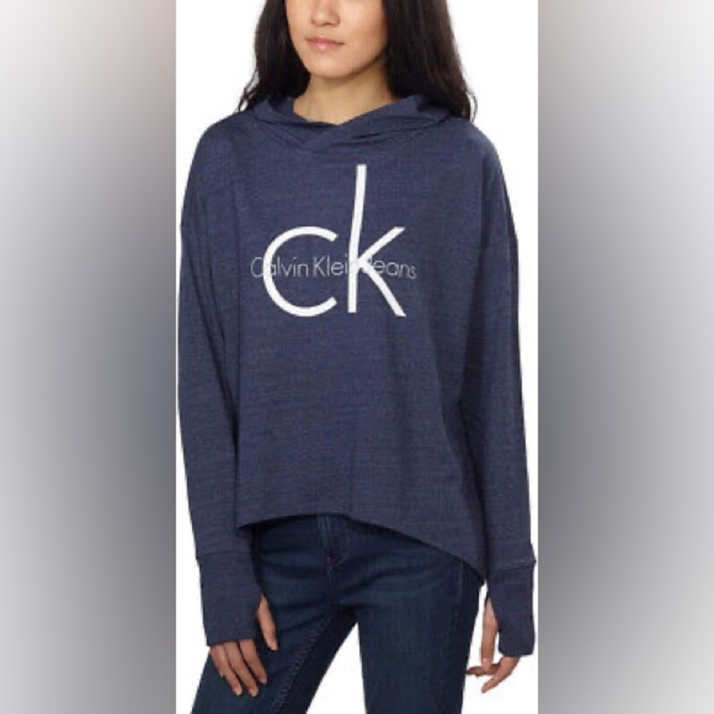 Calvin Klein Jeans logo lightweight relaxed fit hoodie EUC